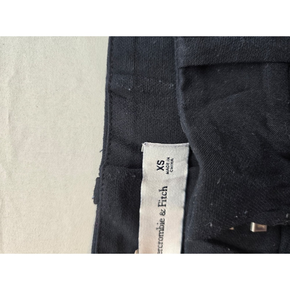 Abercrombie & Fitch Black Linen Blend High Rise Wide Leg Pleated Trousers XS - Picture 2 of 3